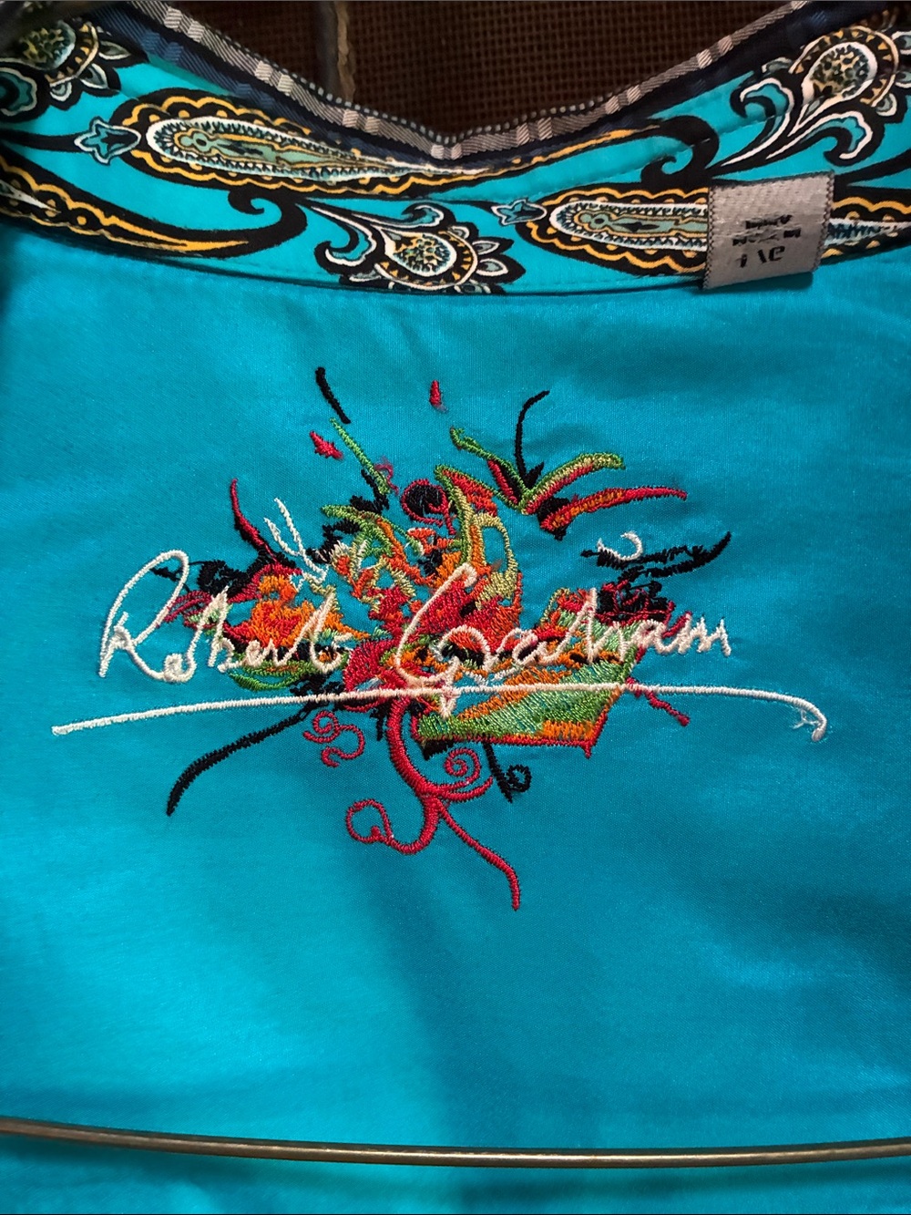 Robert Graham Turquoise Embroidered Dress Shirt - Picture 1 of 4
